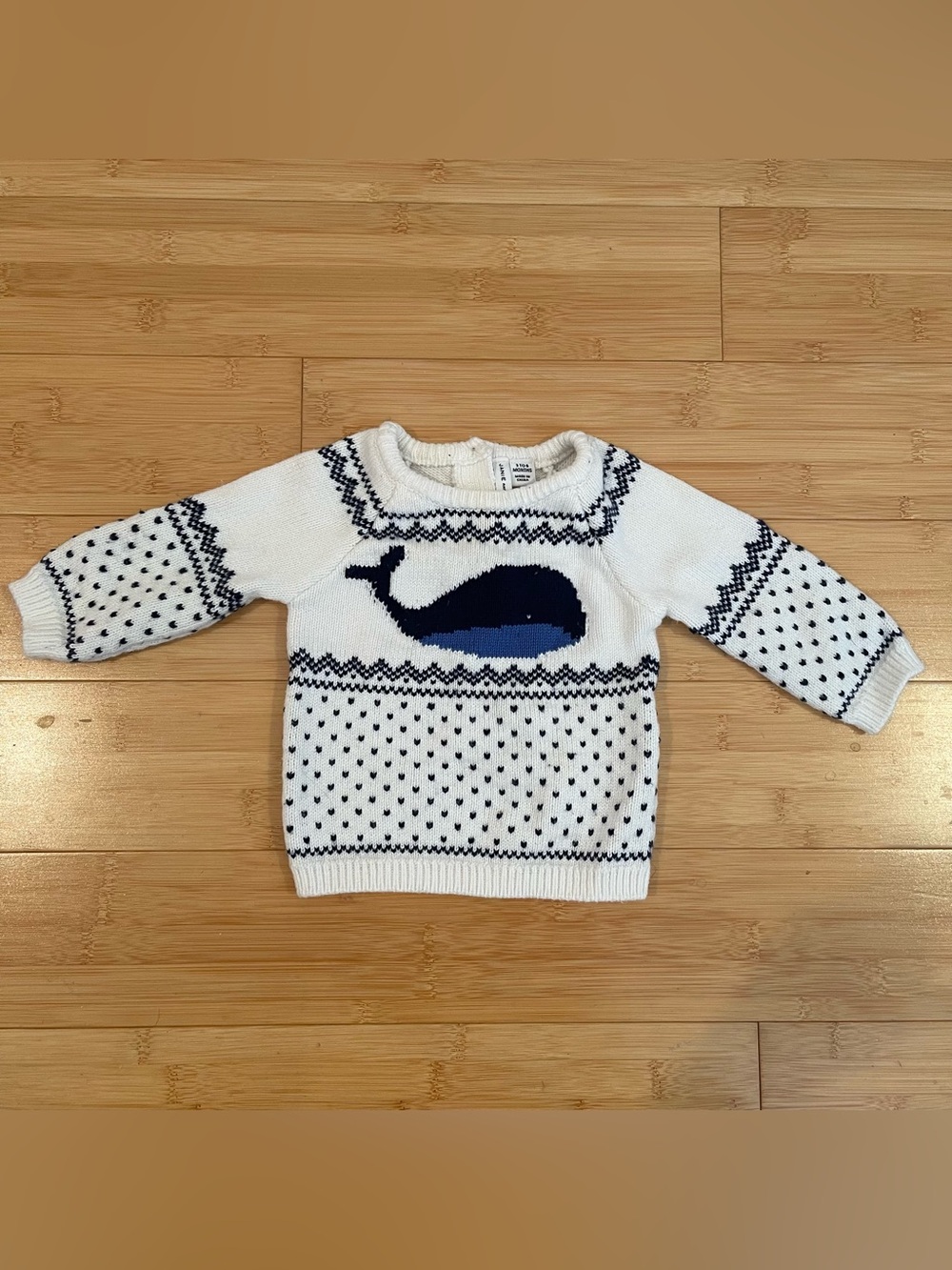 Janie and Jack Baby Boy's Whale Fair Isle Sweater Size 3 to 6 Months